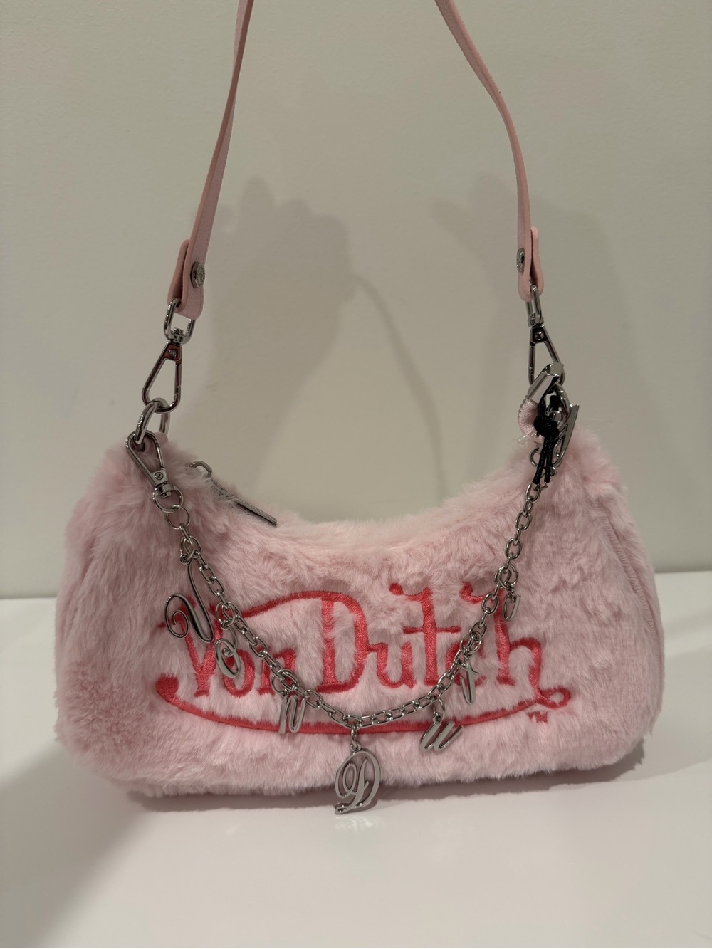 Von Dutch Pink Faux Fur Shoulder Bag